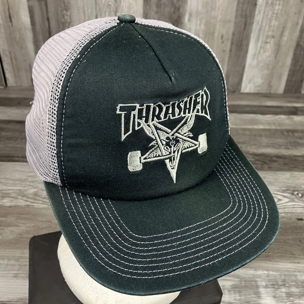 Thrasher Pentagram Logo Trucker Hat Forest Green Snapback Mesh Cap